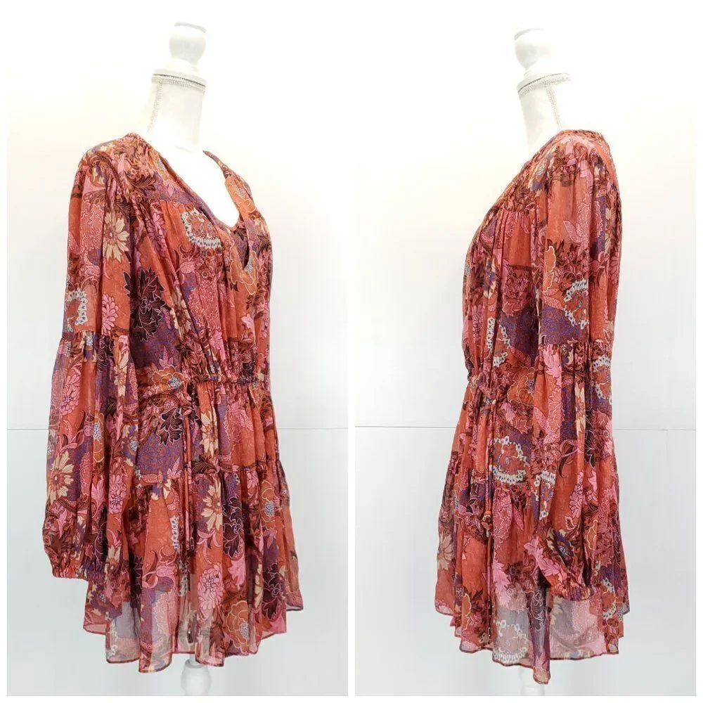 A.L.C. Elise Long Sleeve 100% Silk Floral Mini Dress - Picture 9 of 13